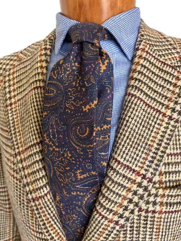 hemley-krawatte-seide-paisley-gelb-blau-beere image 1