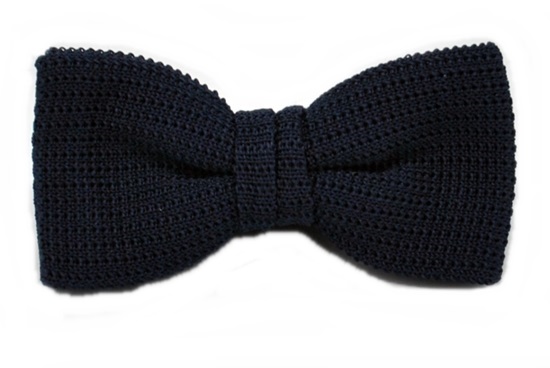 ascot-strickschleife-uni-marine-seiden-fliege-6-5-cm image 1