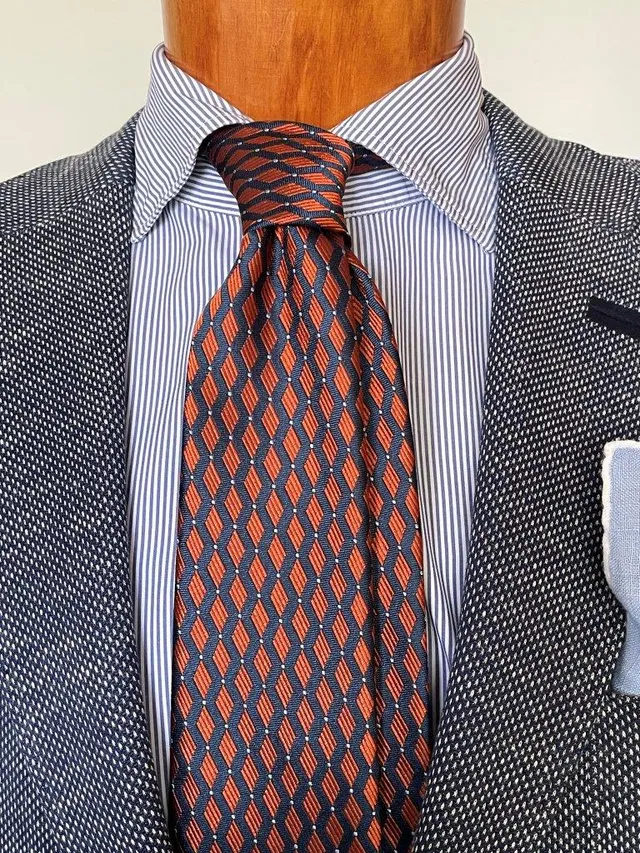 hemley-krawatte-seide-geometrie-blau-orange-7-5-cm-x-145-cm image 1