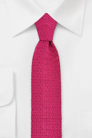 hemley-strickkrawatte-seide-uni-magenta-flachstrick-6-cm-x-148-cm image 1