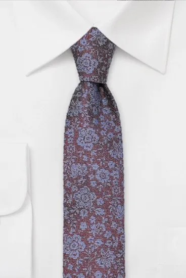 ascot-seidenkrawatte-blumen-weinrot-blau-jacquard-7-5-x-150-cm image 1