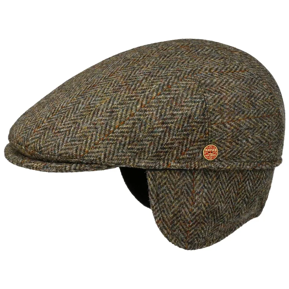 mayser-sidney-plus-harris-tweed-flatcap-schurwoll-flatcap-fischgrat image 1