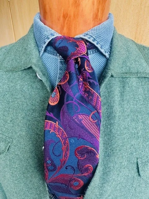 ascot-seidenkrawatte-paisley-navy-orange-fuxia-7-8-x-150-cm image 1
