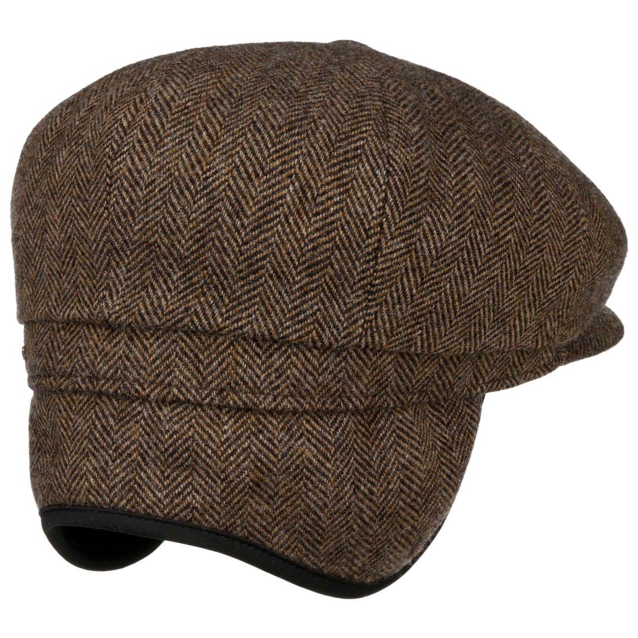 stetson-hatteras-classic-ear-flaps-flatcap-herren-braun-schwarz-fischgr-t-wollca image 5
