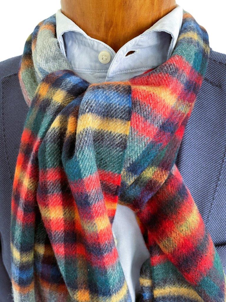 hemley-schal-wolle-kaschmir-tartan-karo-grau-rot-gr-n-30-x-190-cm-lange-fransen image 1