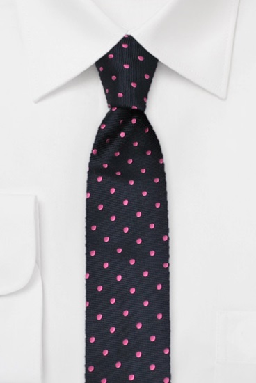 ascot-krawatte-tupfen-marine-magenta-seiden-krawatte-7-5-cm image 1
