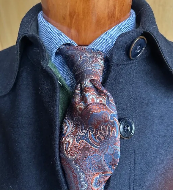 ascot-seidenkrawatte-paisley-orange-rust-blue-7-8-cm-x-150-cm image 1