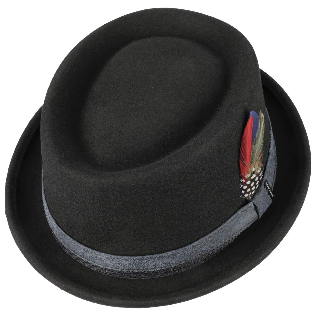 stetson-burley-pork-pie-wollhut-mit-lederband-schwarz-xxl-62-63-cm image 2