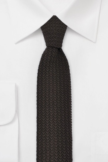 ascot-strickkrawatte-uni-braun-wolle-6-x-148-cm image 1