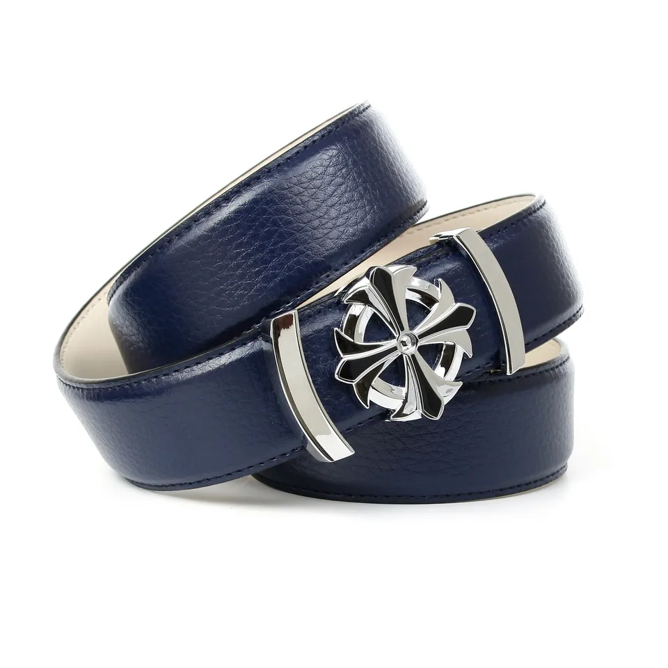 anthoni-crown-herren-lederg-rtel-blau-4akt80-mit-fashion-koppelschlie-e image 1