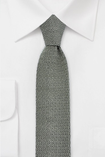 ascot-strickkrawatte-uni-grau-flachstrick-seide image 1