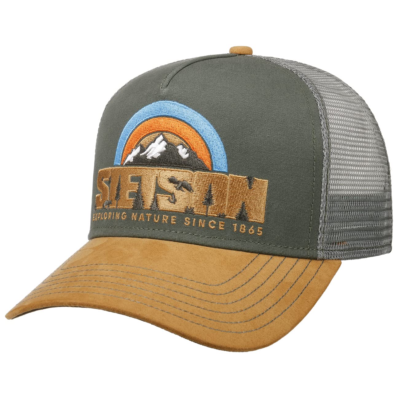 stetson-exploring-nature-trucker-cap-snapback-khaki-one-size-55-59-cm image 1