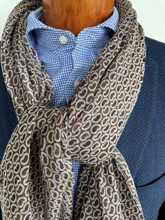 hemley-schal-wolle-paisley-braun-blau-sand-70-x-180-cm image 1