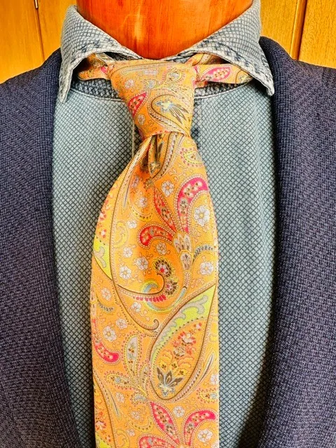 ascot-seidenkrawatte-paisley-orange-gr-n-100-seide-7-8-x-150-cm image 1