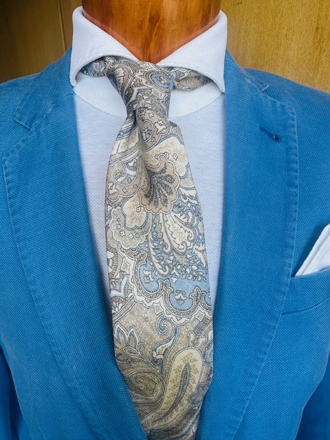 ascot-seidenkrawatte-printed-paisley-light-camel-cream-sky-7-8-cm-x-150-cm image 1