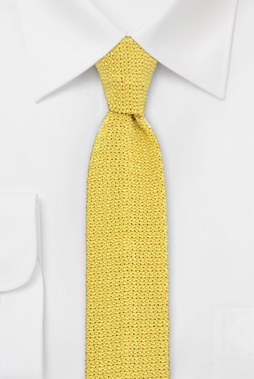 ascot-strickkrawatte-uni-gelb-seide-flachstrick-6-x-148-cm image 1