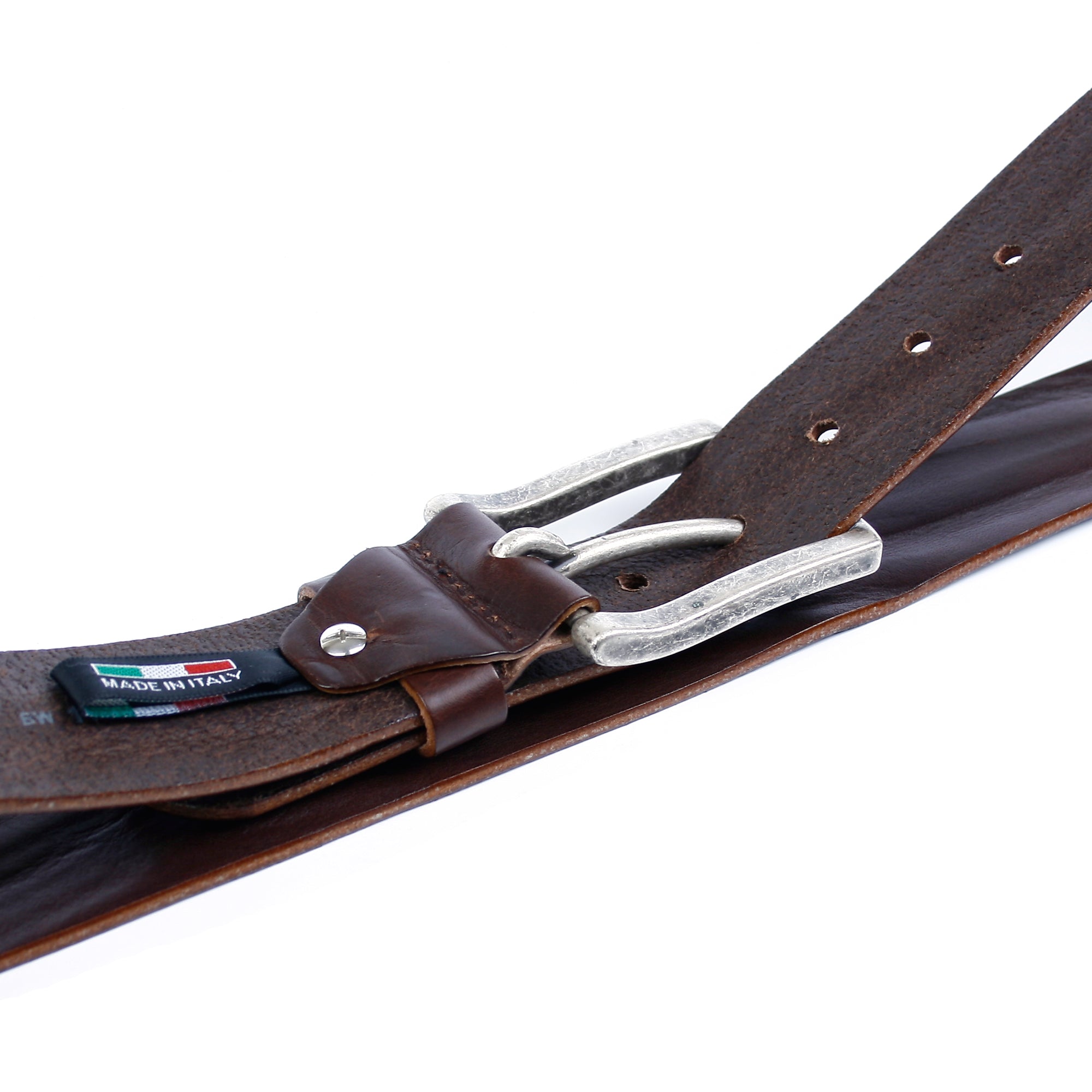anthoni-crown-denim-g-rtel-dunkelbraun-vollleder-4-cm-matte-schlie-e-altsilber image 4