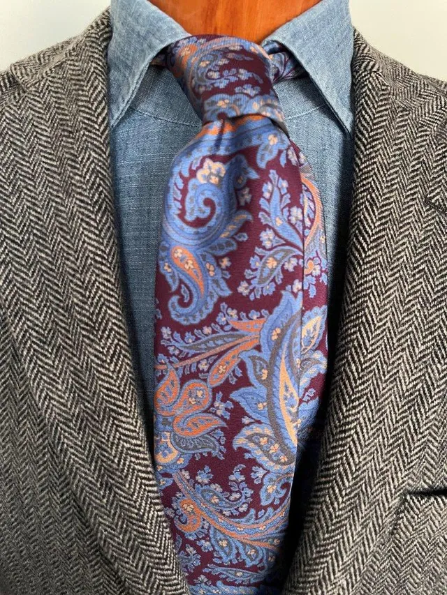hemley-krawatte-seide-paisley-weinrot-orange-mittelblau-ca-7-5-x-145-cm-gef-tter image 1