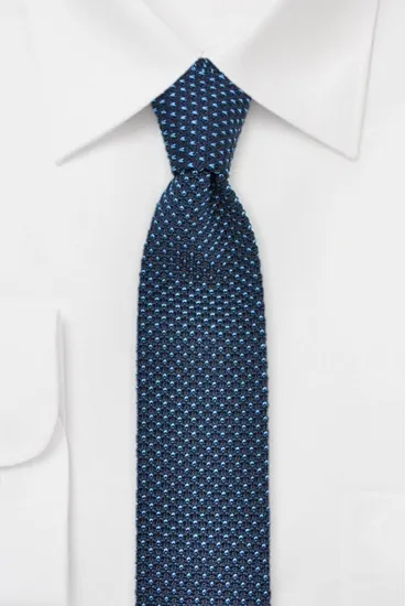 ascot-strickkrawatte-tupfen-marine-blau-aus-100-seide image 1