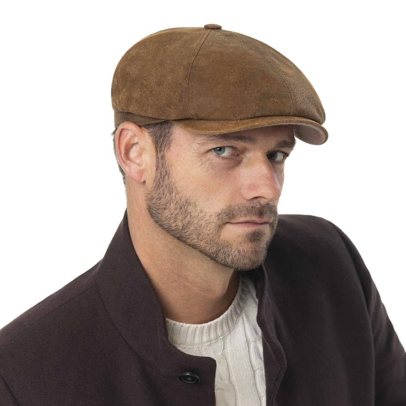 stetson-6-panel-flatcap-used-look-mit-leder-schirm image 2