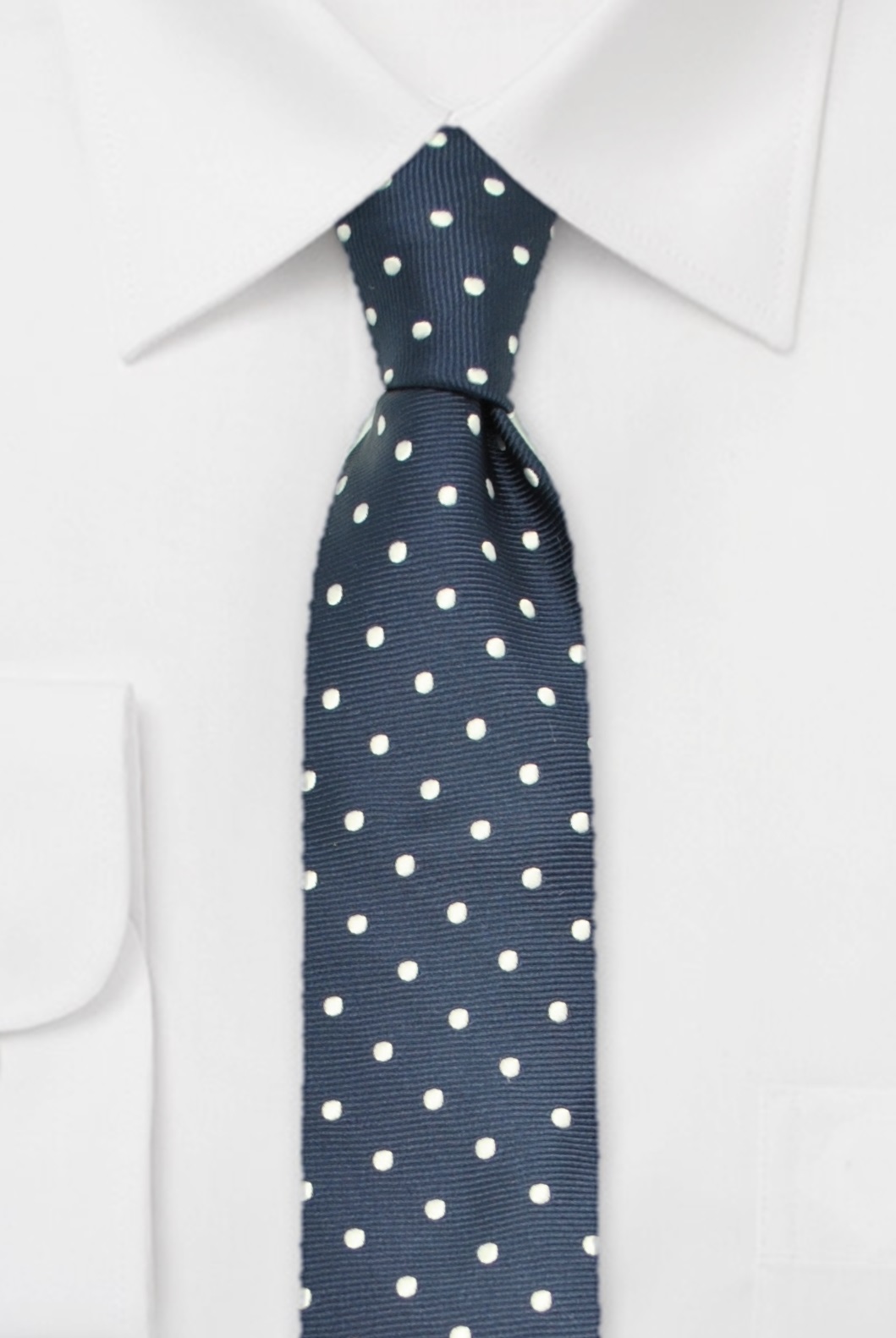 ascot-krawatte-tupfen-marine-wei-seidenkrawatte-7-5-x-150-cm image 1
