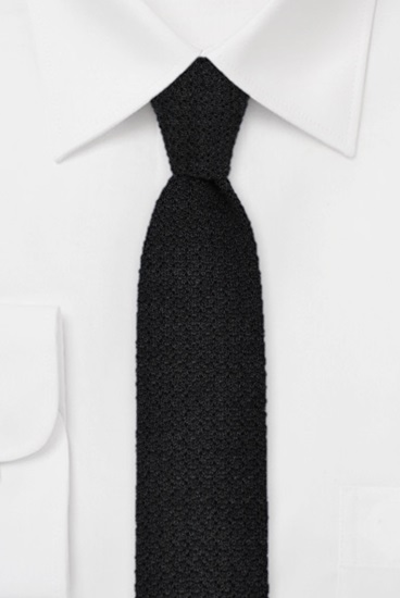 ascot-strickkrawatte-uni-schwarz-woll-strick-6-x-148-cm image 1