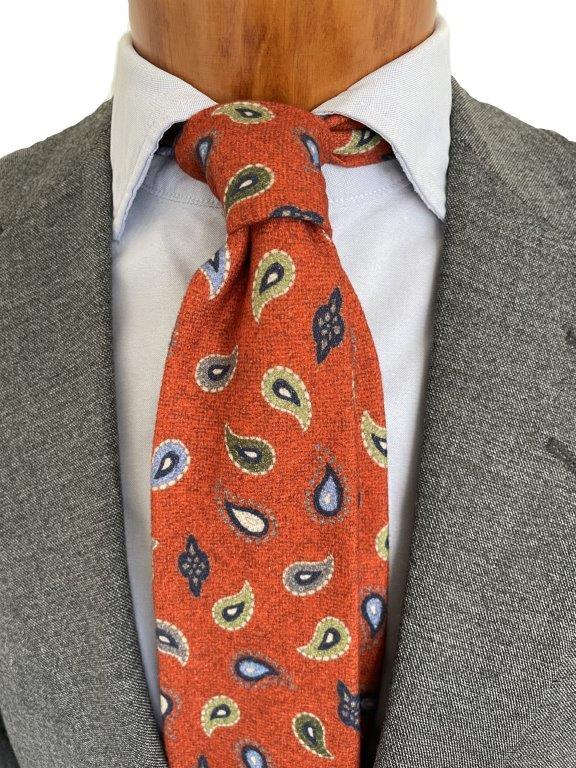 hemley-krawatte-baumwolle-paisley-orange-gr-n-blau-7-8-x-145-cm image 1