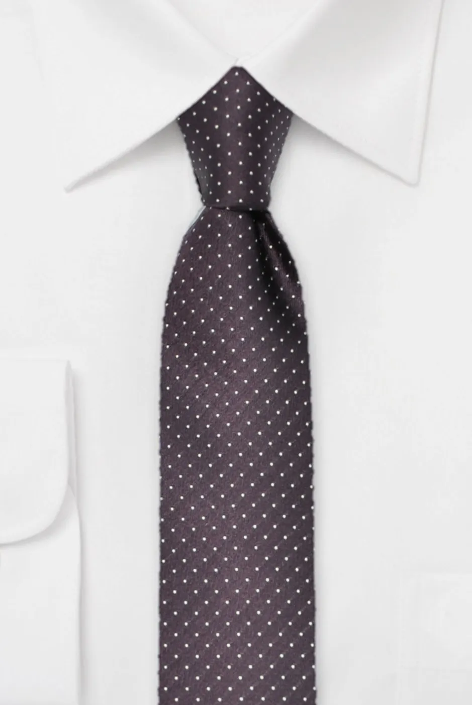 ascot-krawatte-nadeltupfen-aubergine-wei-klassische-t-pfelkrawatte image 1