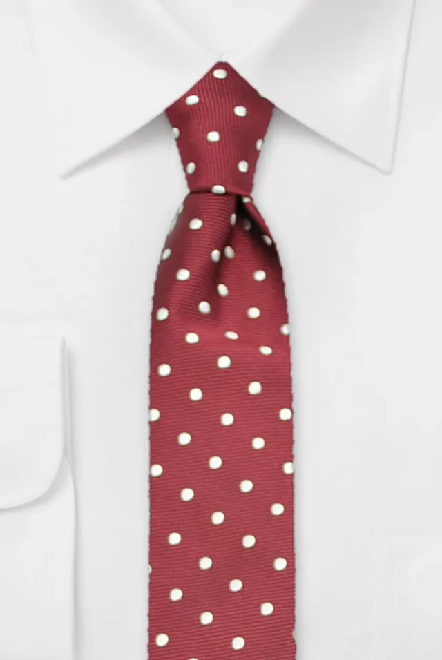 ascot-krawatte-tupfen-bordeaux-wei-aus-100-seide-7-5-x-150-cm image 1