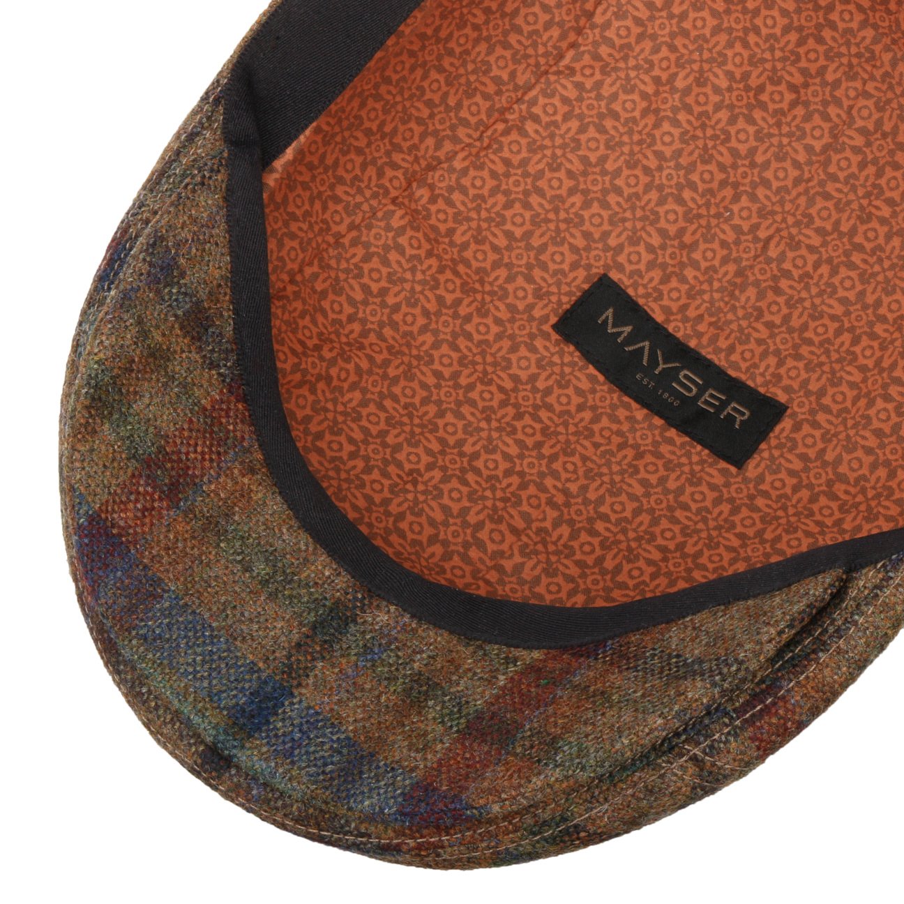 mayser-lennart-shetland-flatcap-herren-karo-mit-lederdetail image 8