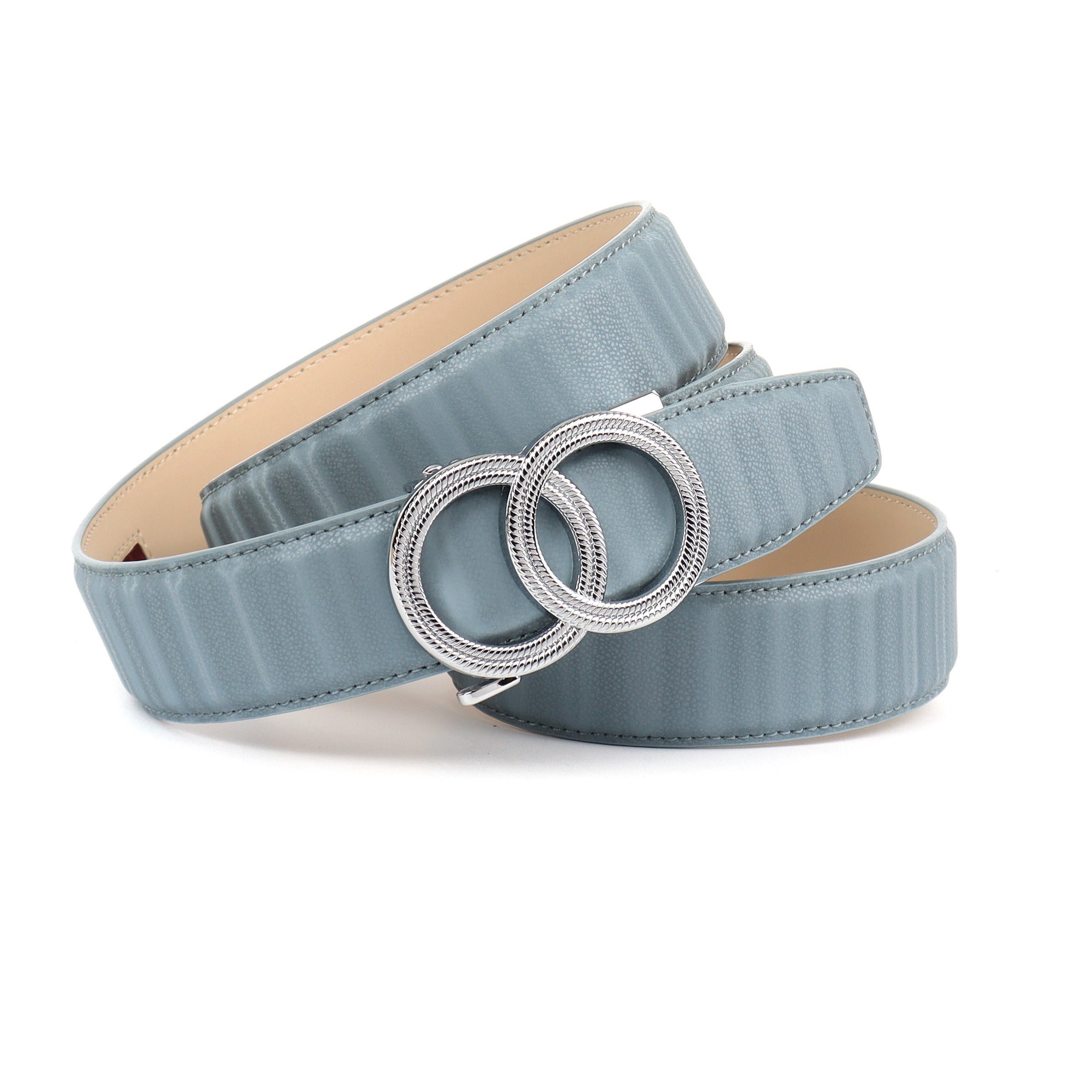 anthoni-crown-damen-automatikg-rtel-himmelblau-3-5-cm-silber-schlie-e-3d-struktu image 1