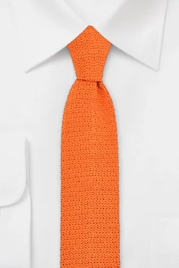 ascot-strickkrawatte-uni-krawatte-aus-seide-in-orange-6-x-148-cm-flachstrick image 1