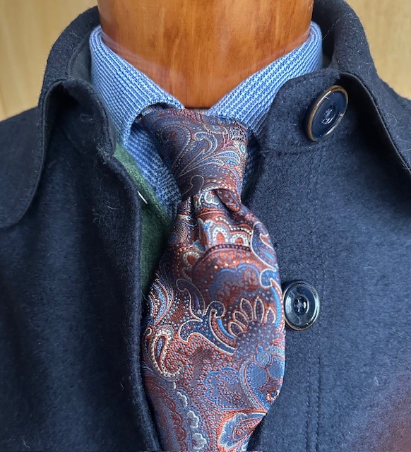 ascot-seidenkrawatte-paisley-orange-rust-blue-7-8-cm-x-150-cm image 1