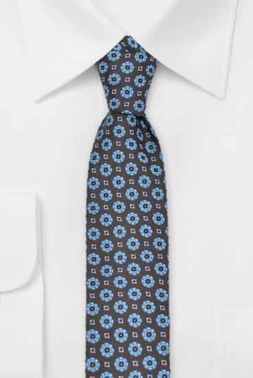 ascot-seidenkrawatte-blumen-braun-blau image 1