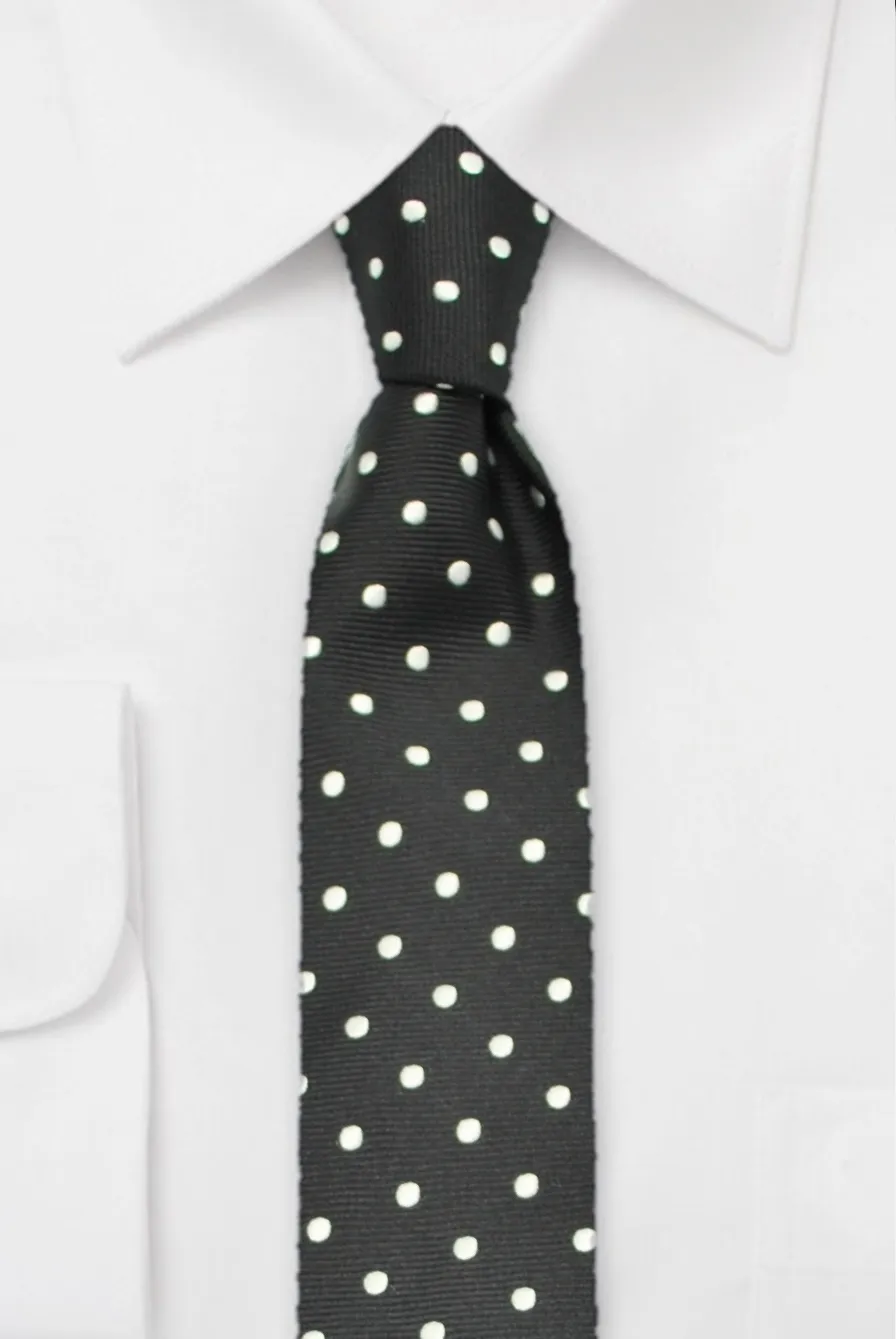 ascot-krawatte-tupfen-schwarz-wei-seidenkrawatte-7-5-cm-x-150-cm image 1