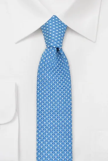 ascot-strickkrawatte-tupfen-blau-wei-rundstrick-seide image 1