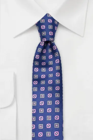 hemley-krawatte-seide-extralang-klassik-dunkelblau-grau-rosa image 1