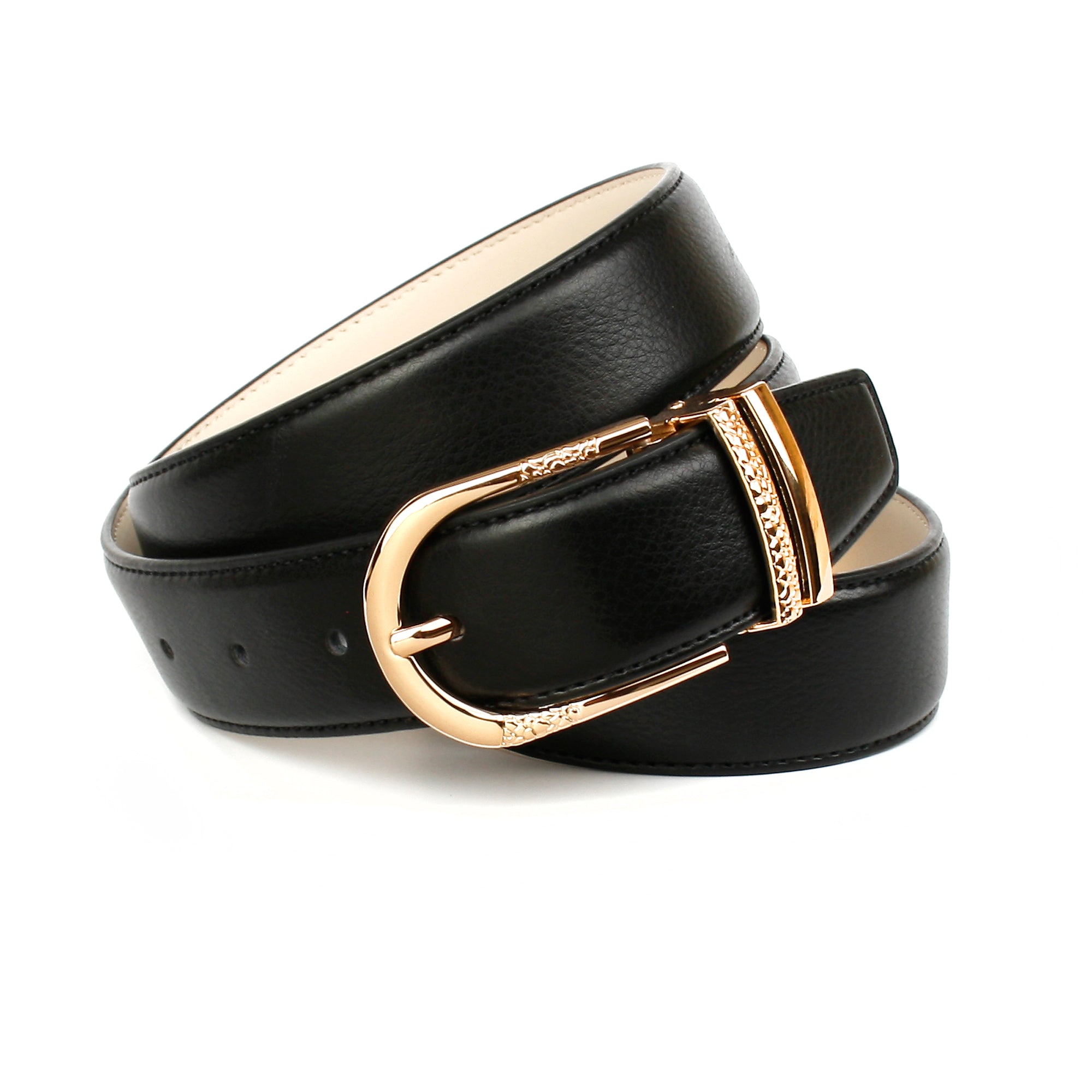 anthoni-crown-lederg-rtel-damen-3-4-cm-schwarz-goldschlie-e-43wt10 image 1