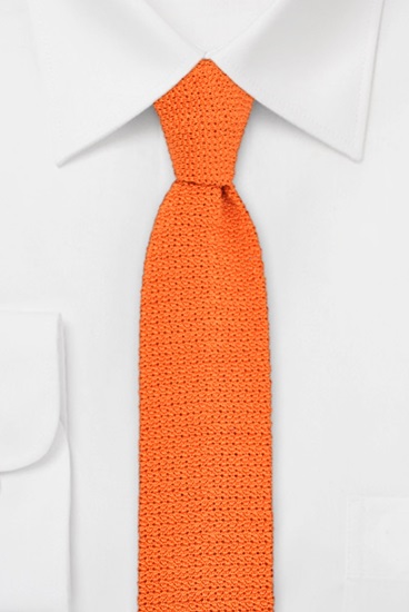 ascot-strickkrawatte-uni-krawatte-aus-seide-in-orange-6-x-148-cm-flachstrick image 1