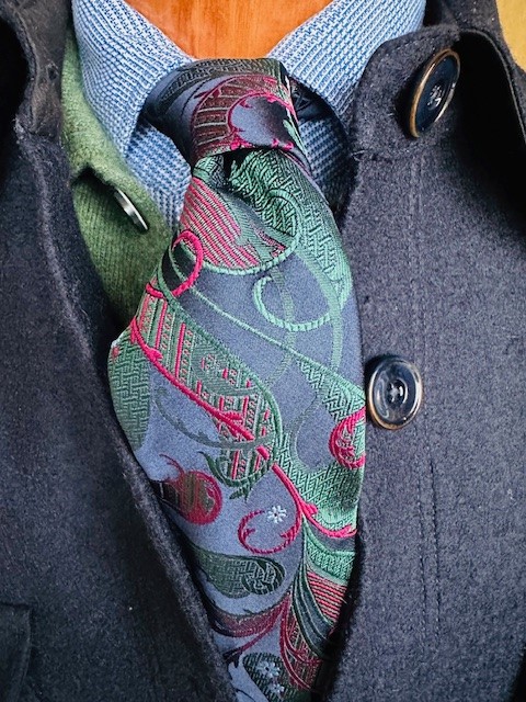 ascot-seidenkrawatte-paisley-navy-green-bordo image 1