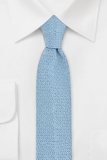 ascot-strickkrawatte-uni-hellblau-seide-6x148-cm image 1