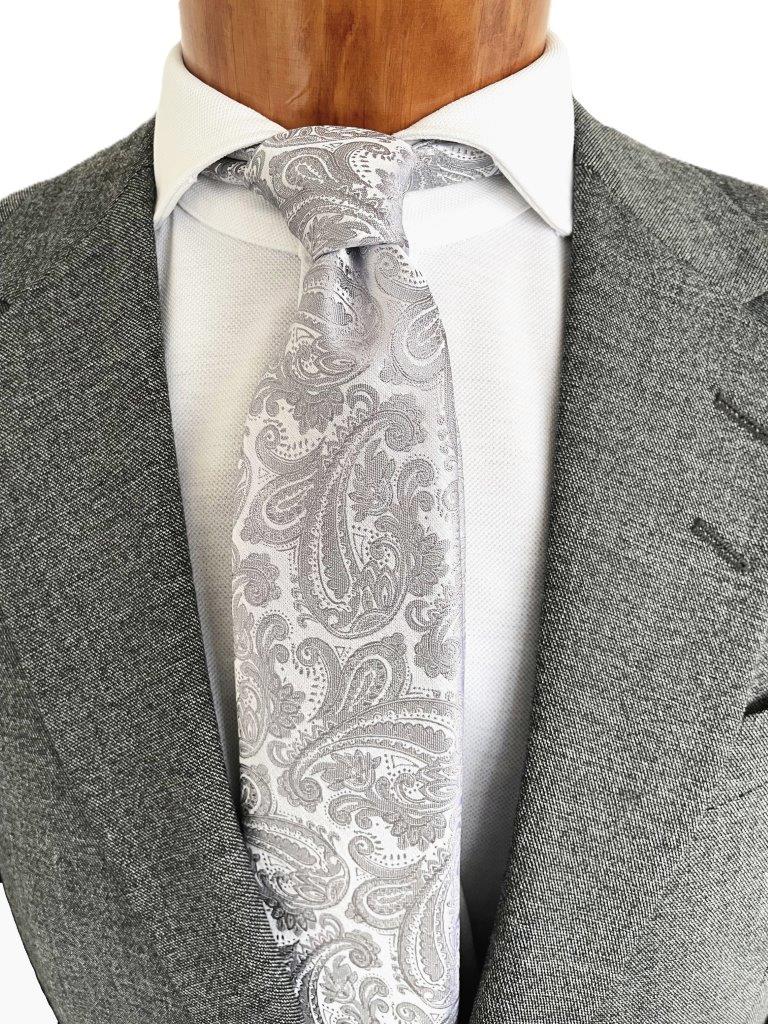 hemley-seidenkrawatte-festlich-paisley-silber-7-5-x-145-cm image 1