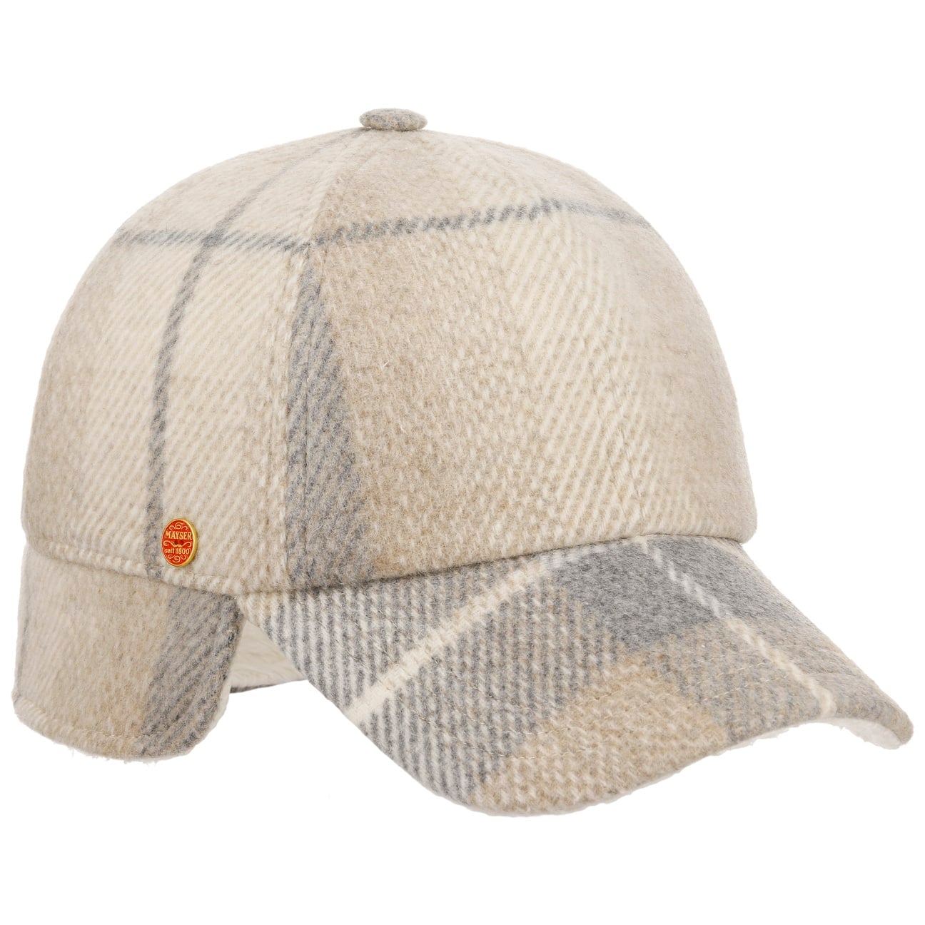 mayser-taja-check-cap-mit-ohrenklappen-6-teilige-baseballcap-karo-wolle image 3