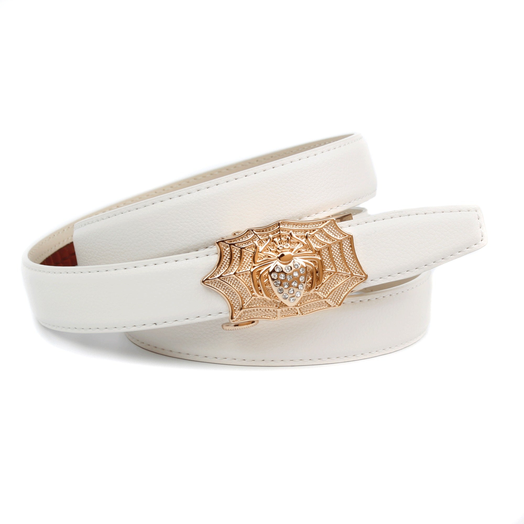 anthoni-crown-damen-g-rtel-wei-spider-2-5-cm-automatik-ohne-l-cher-gold-schlie-e image 1