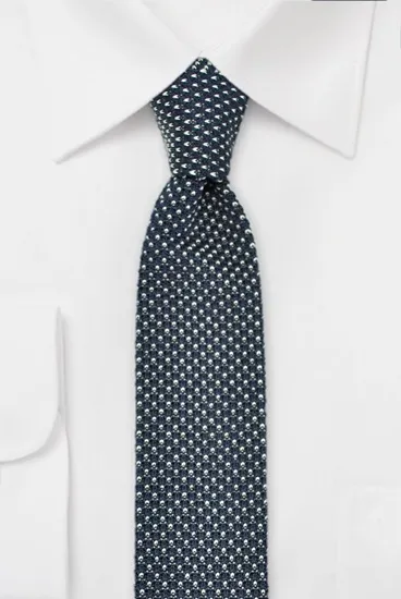 ascot-strickkrawatte-tupfen-marine-wei-seide-6x148-cm image 1