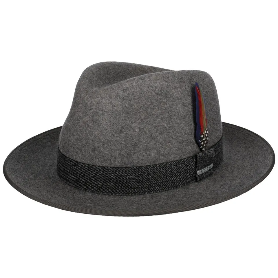 stetson-tarvenco-fedora-wollhut-player-stil-mit-feder-herren image 1