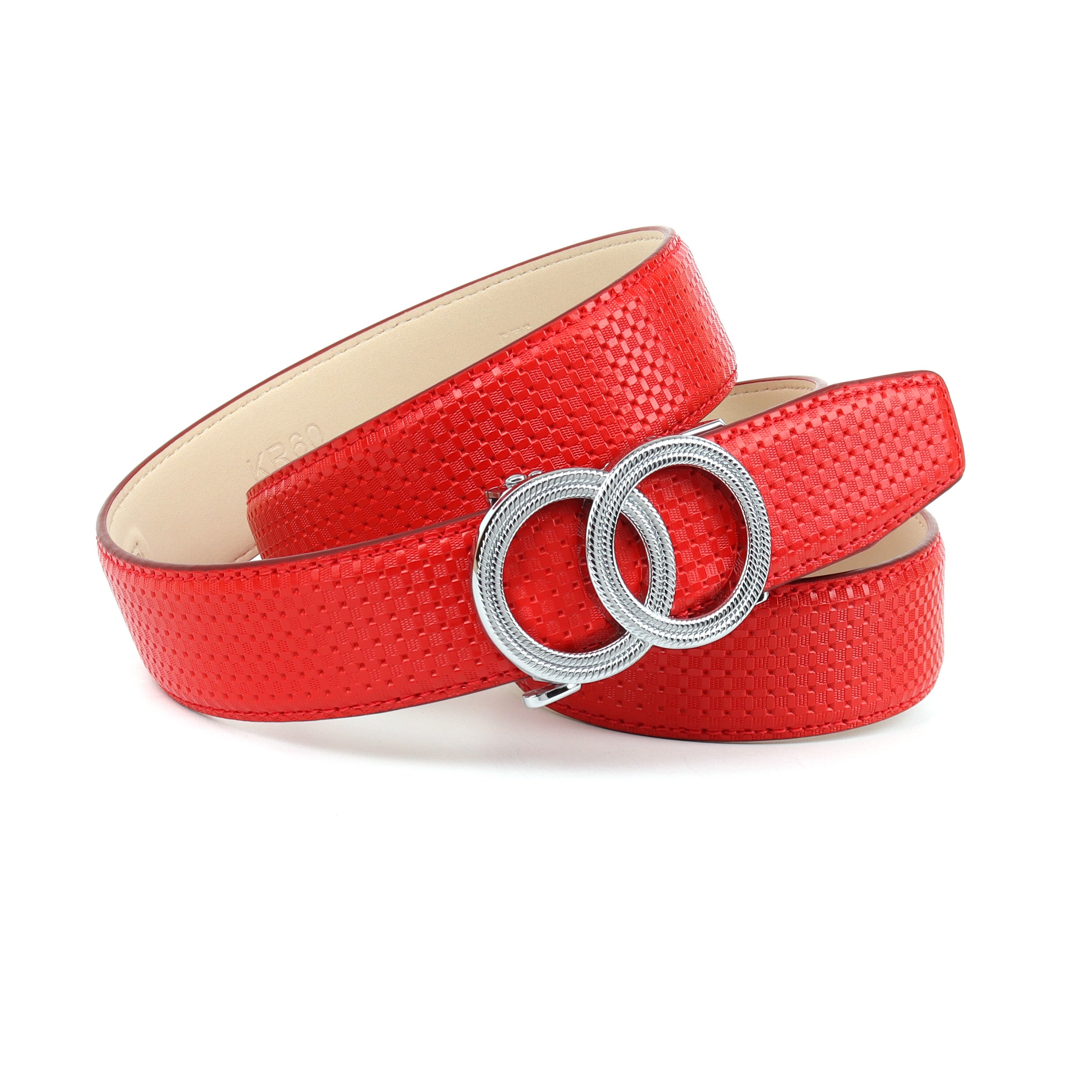 anthoni-crown-damen-lederg-rtel-1rtkr60-rot-3-5-cm-doppelring-silber image 1