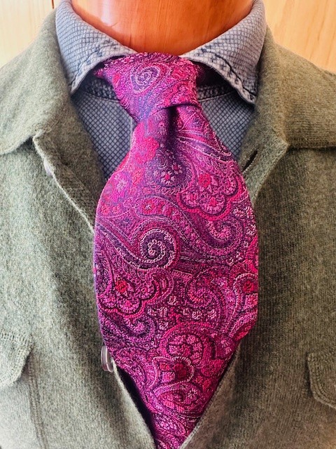ascot-seidenkrawatte-paisley-fuxia-pink-white-7-8-cm-x-150-cm image 1
