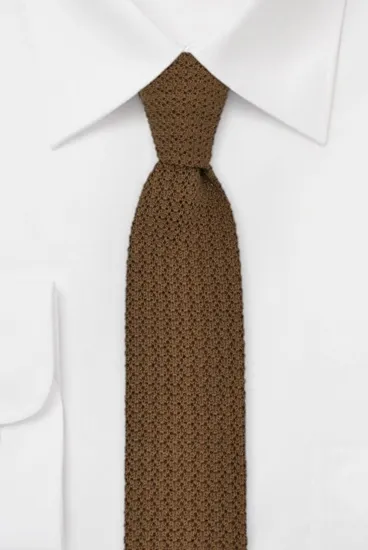 ascot-strickkrawatte-uni-camel-wolle-6x148-cm-flachstrick image 1