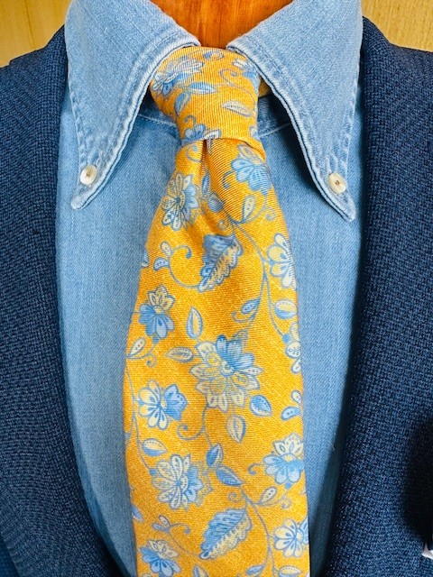 ascot-seidenkrawatte-paisley-yellow-blue-bedruckte-twill-krawatte-7-8-x-150-cm image 1